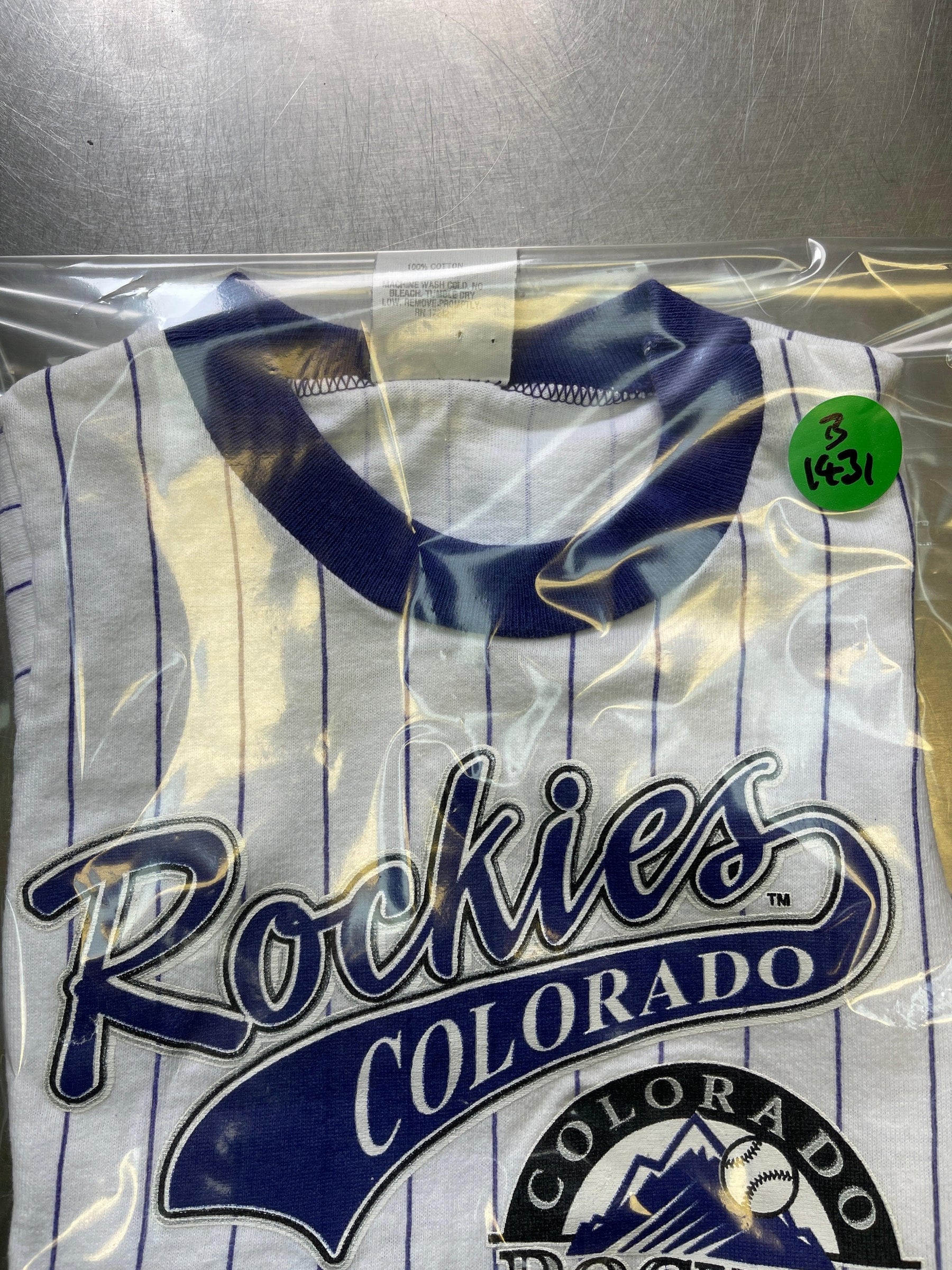 MLB Colorado Rockies White & Purple Pinstripe T-shirt 24 months