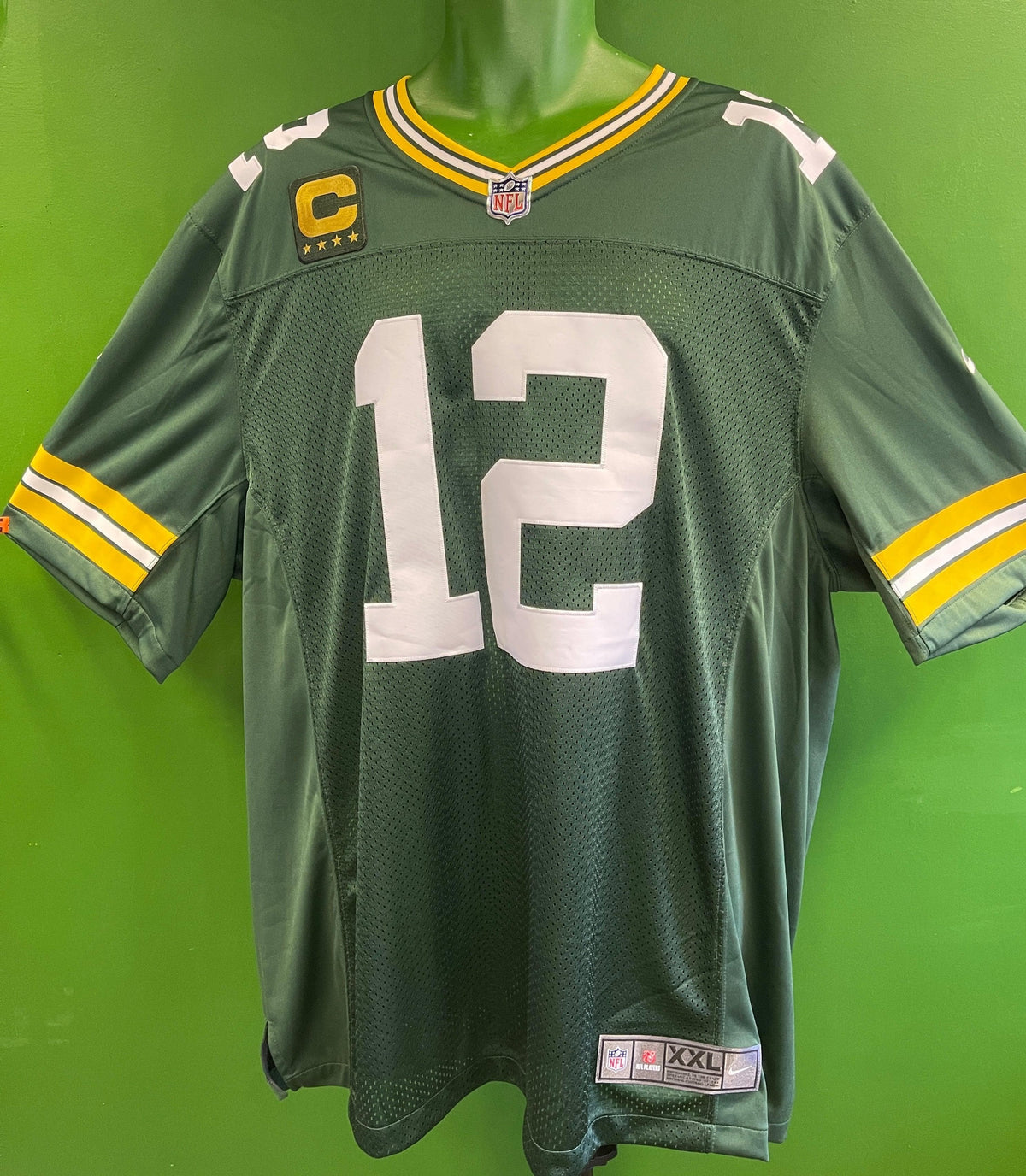 NFL Green Bay Packers Aaron Rodgers #12 Stitched Jersey Men's 2X-Large Captain NWT