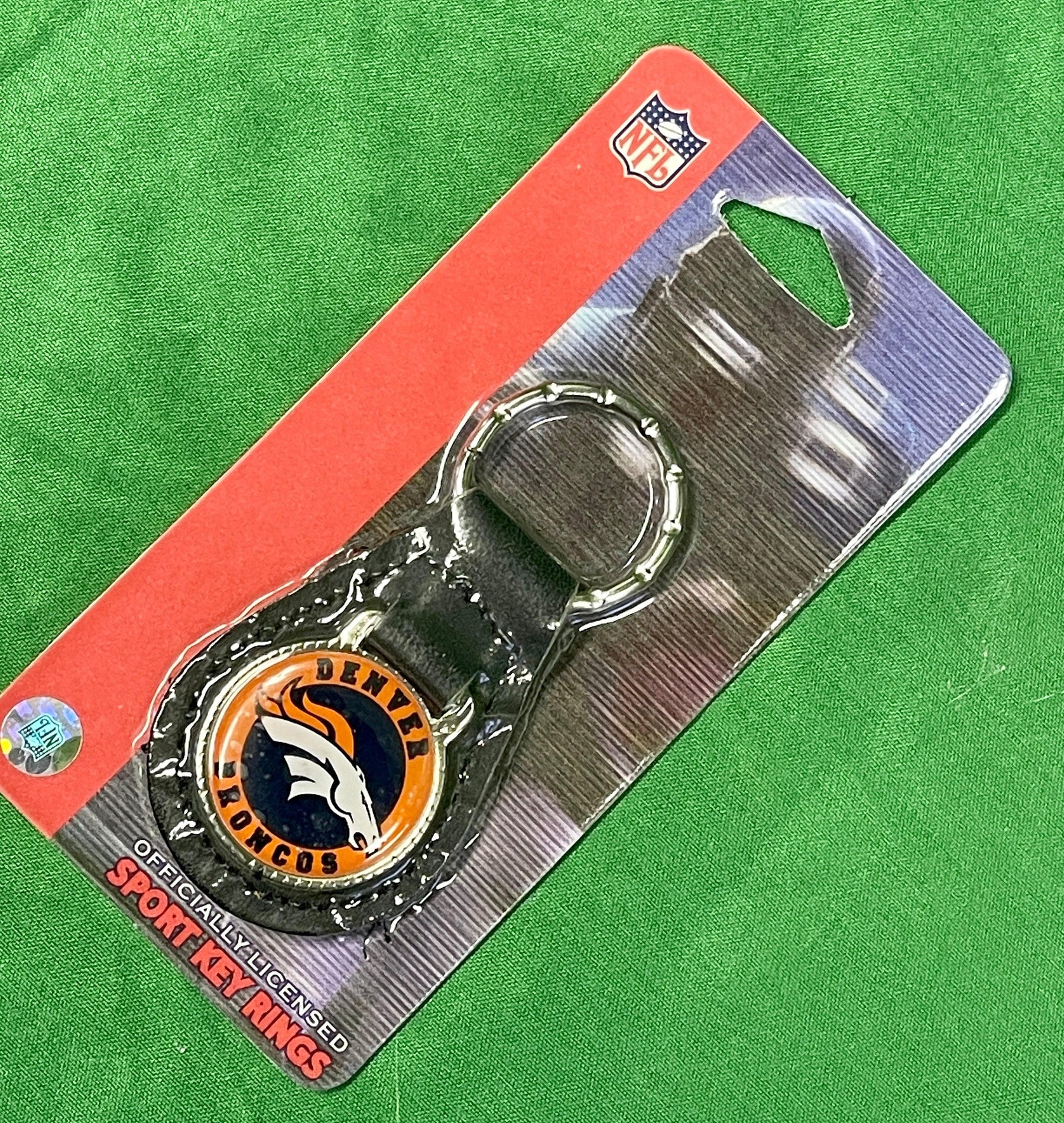 NFL Denver Broncos Leather Keychain NWT