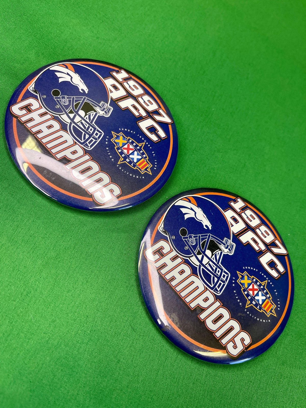 NFL Denver Broncos 1997 AFC Champions Badge Pin Button 3"