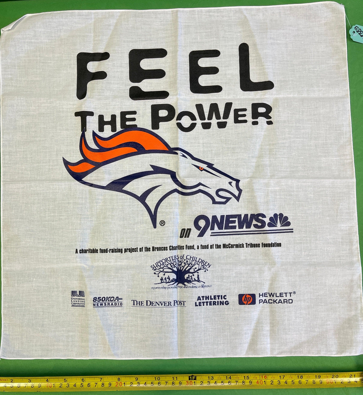 NFL Denver Broncos Feel the Power White Bandana Local Branding NWT
