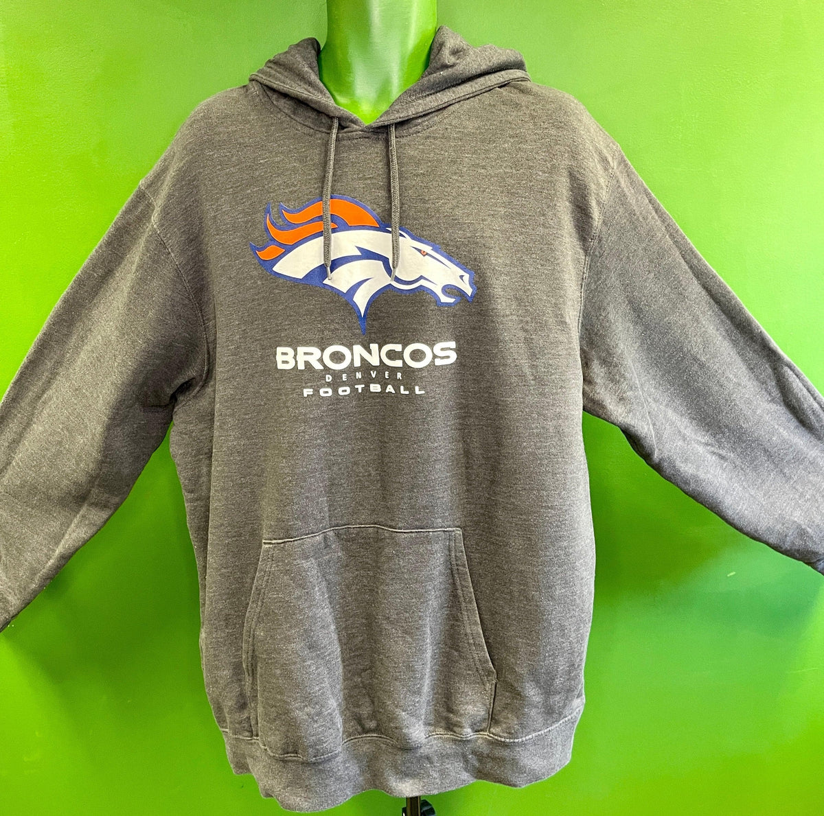 NFL Denver Broncos Charcoal Grey Hoodie Men's X-Large