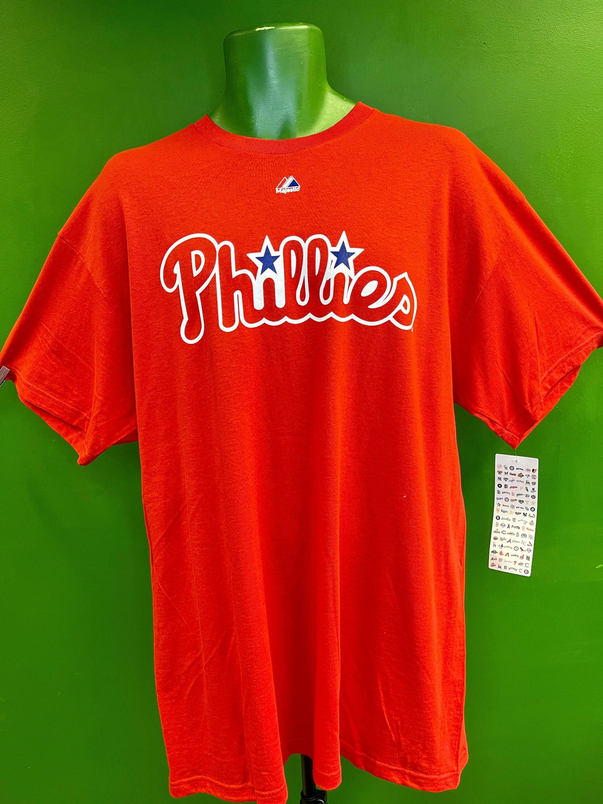 MLB Philadelphia Phillies Majestic Wordmark T-Shirt Men's Large NWT