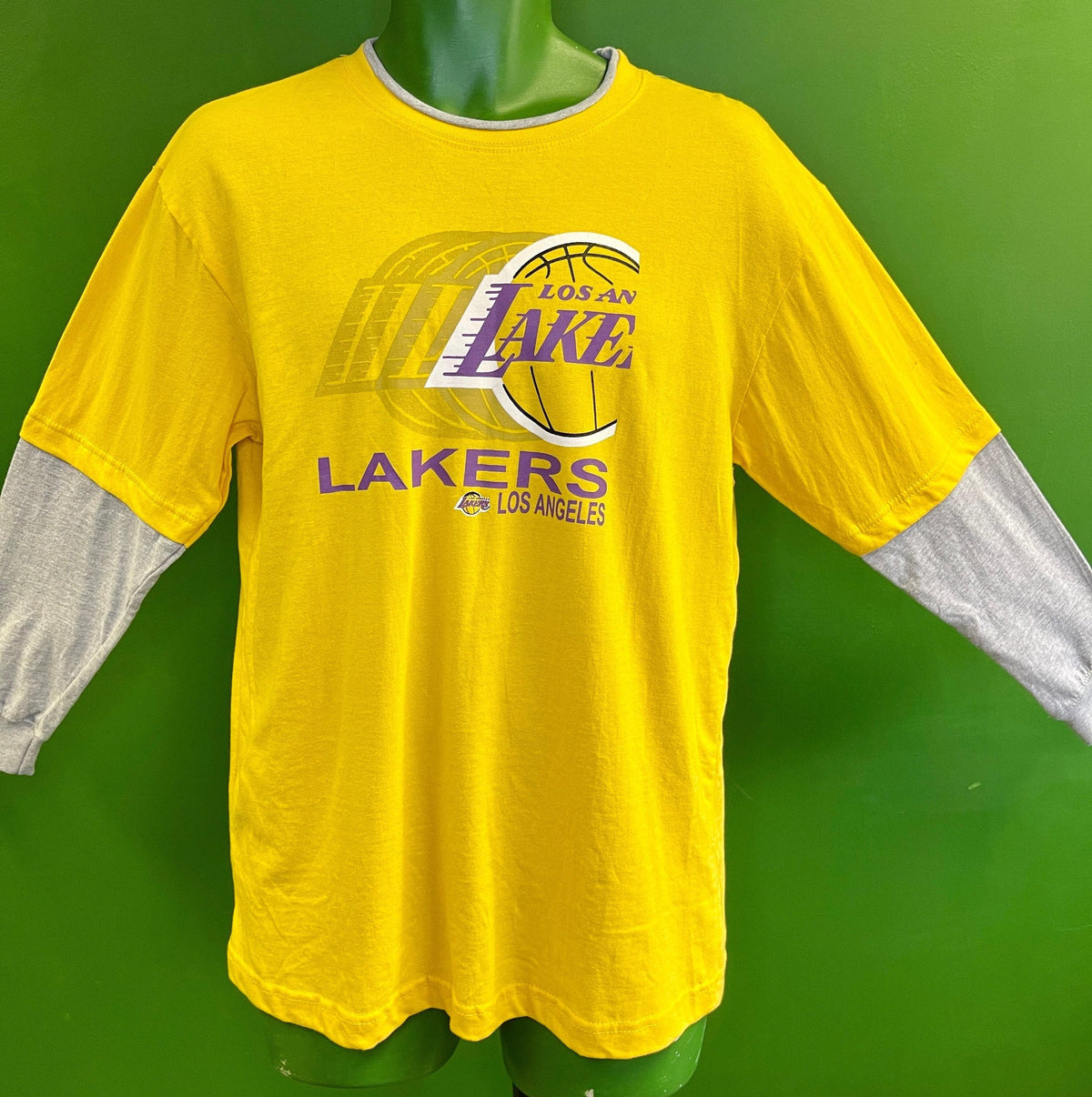 NBA LA Lakers Majestic Hardwood Classics Double Layer L/S T-Shirt Youth X-Large NWT