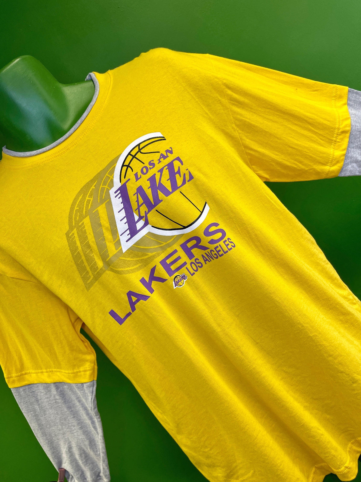 NBA LA Lakers Majestic Hardwood Classics Double Layer L/S T-Shirt Youth X-Large NWT
