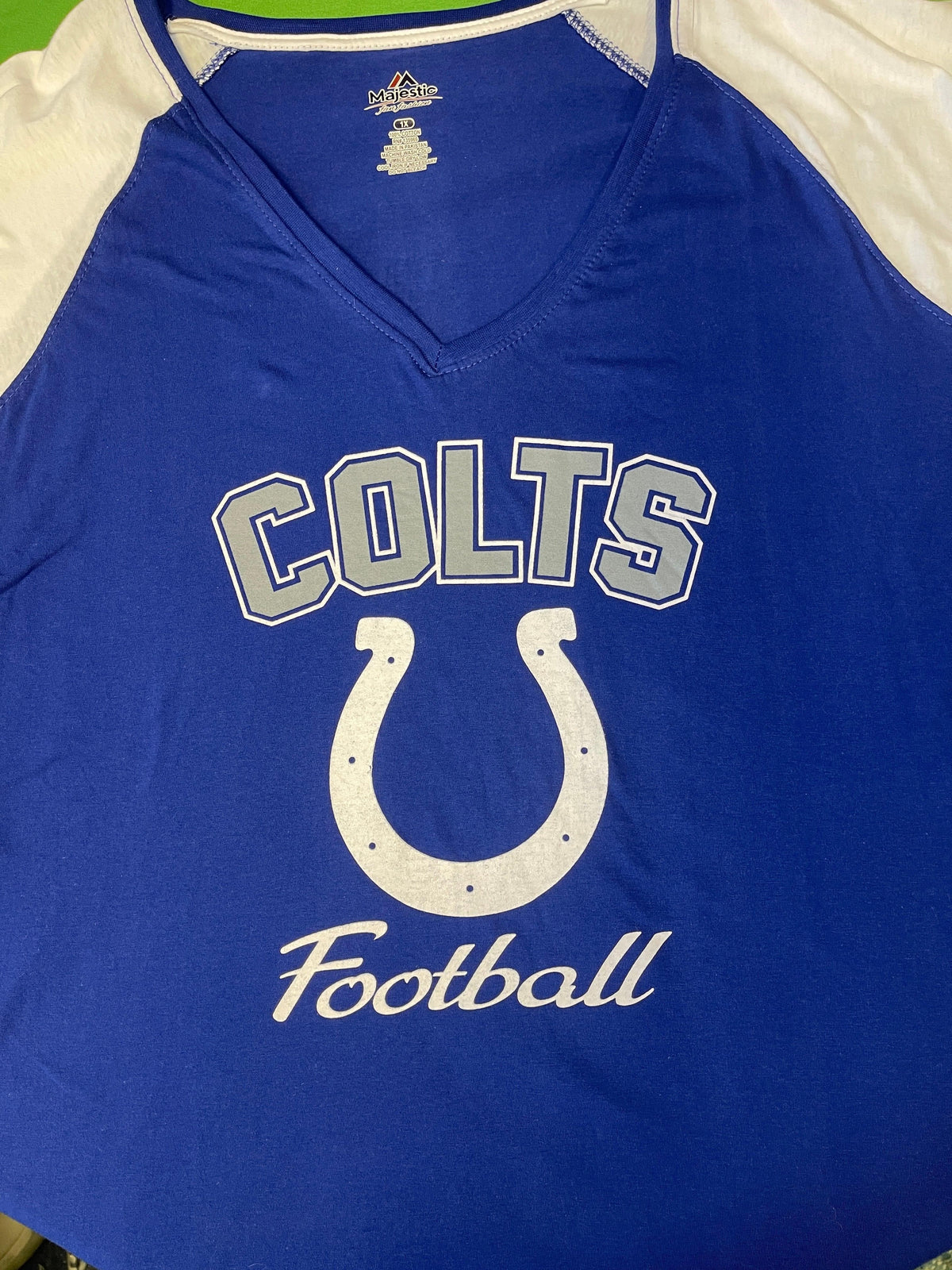 NFL Indianapolis Colts Majestic Plus Size V-Neck T-Shirt Women's X-Large NWT