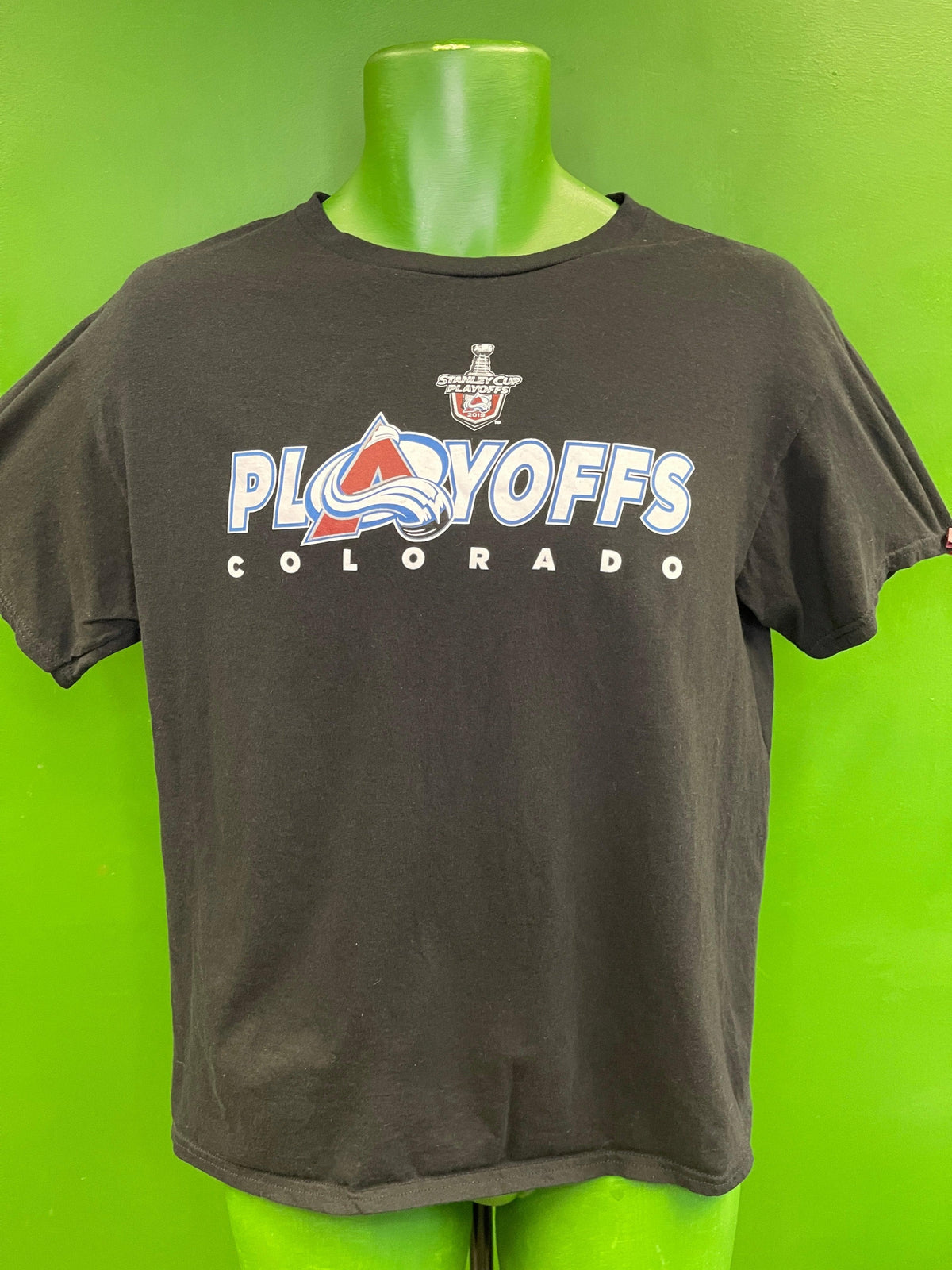 NHL Colorado Avalanche Stanley Cup Playoffs 2019 Black T-Shirt Youth X-Large 18-20
