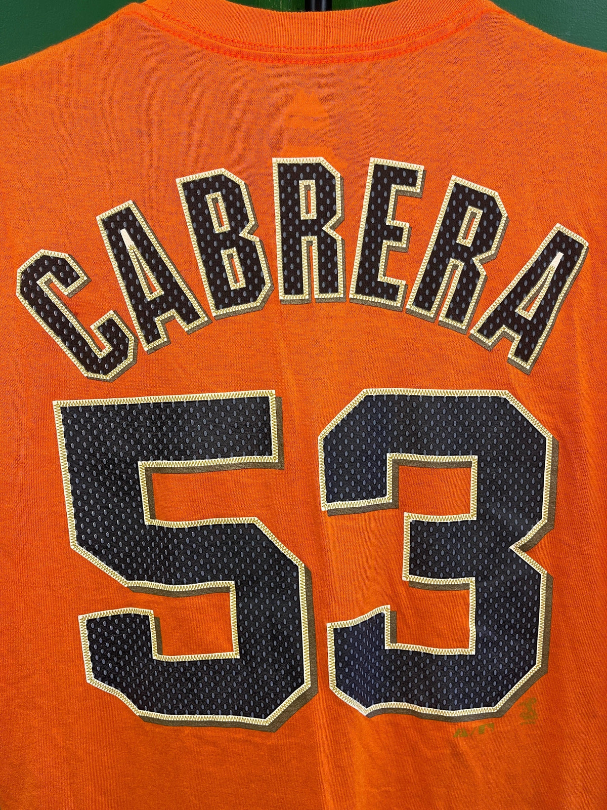 MLB San Francisco Giants Cabrera #53 Orange T-Shirt Men's Large