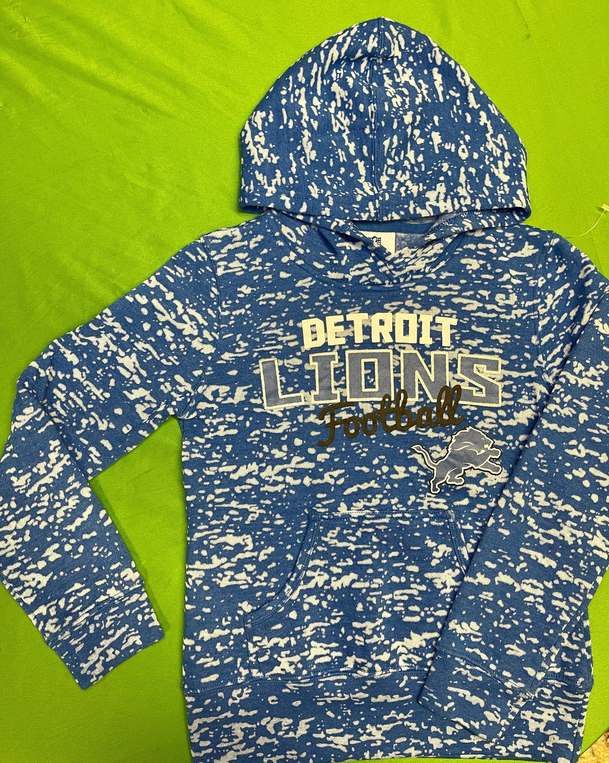 NFL Detroit Lions Bright Blue Camo Pullover Hoodie Youth Small 7-8