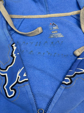 NFL Detroit Lions Majestic Old School Stitched Full Zip Hoodie Jacket Women's Medium