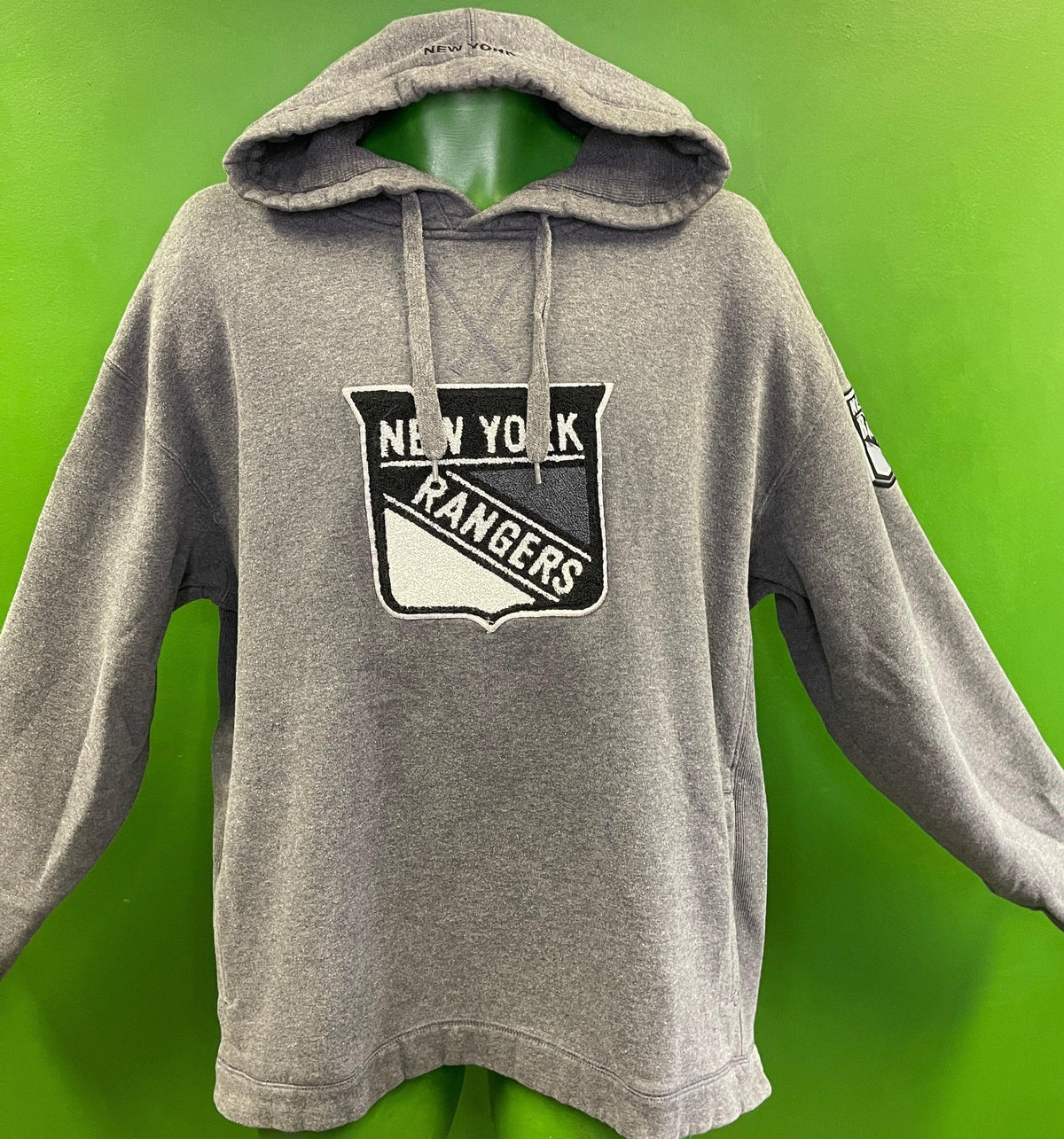 NHL New York Rangers Majestic Deep Grey Hoodie Huge Logo Men's X-Large