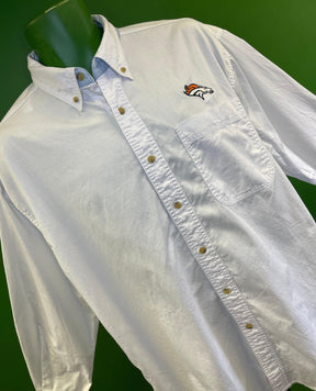 NFL Denver Broncos 100% Cotton White Button-Up Shirt Women's Large