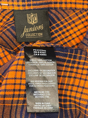 NFL Denver Broncos Plaid Flannel Shirt Juniors' Medium Women's XS Girls' Large