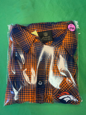NFL Denver Broncos Plaid Flannel Shirt Juniors' Medium Women's XS Girls' Large