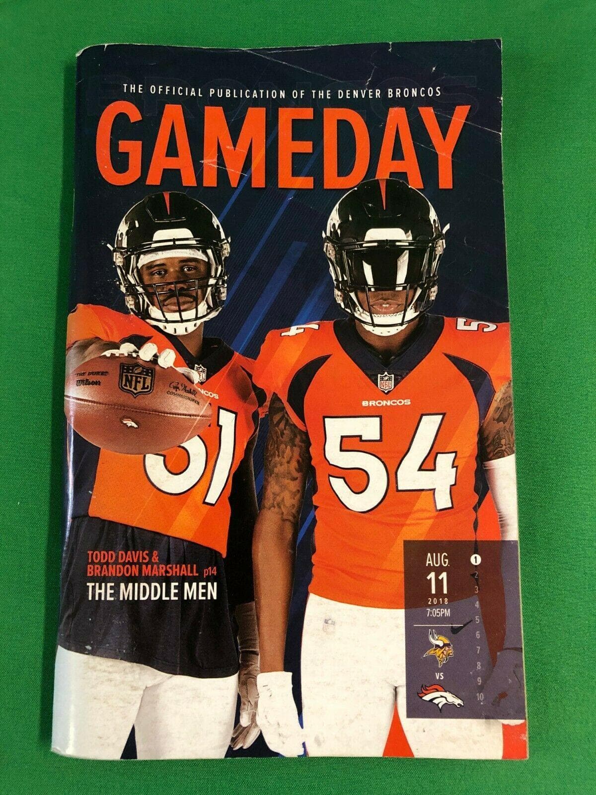 NFL Denver Broncos v. Vikings Davis Marshall 11-8-18 Gameday Magazine