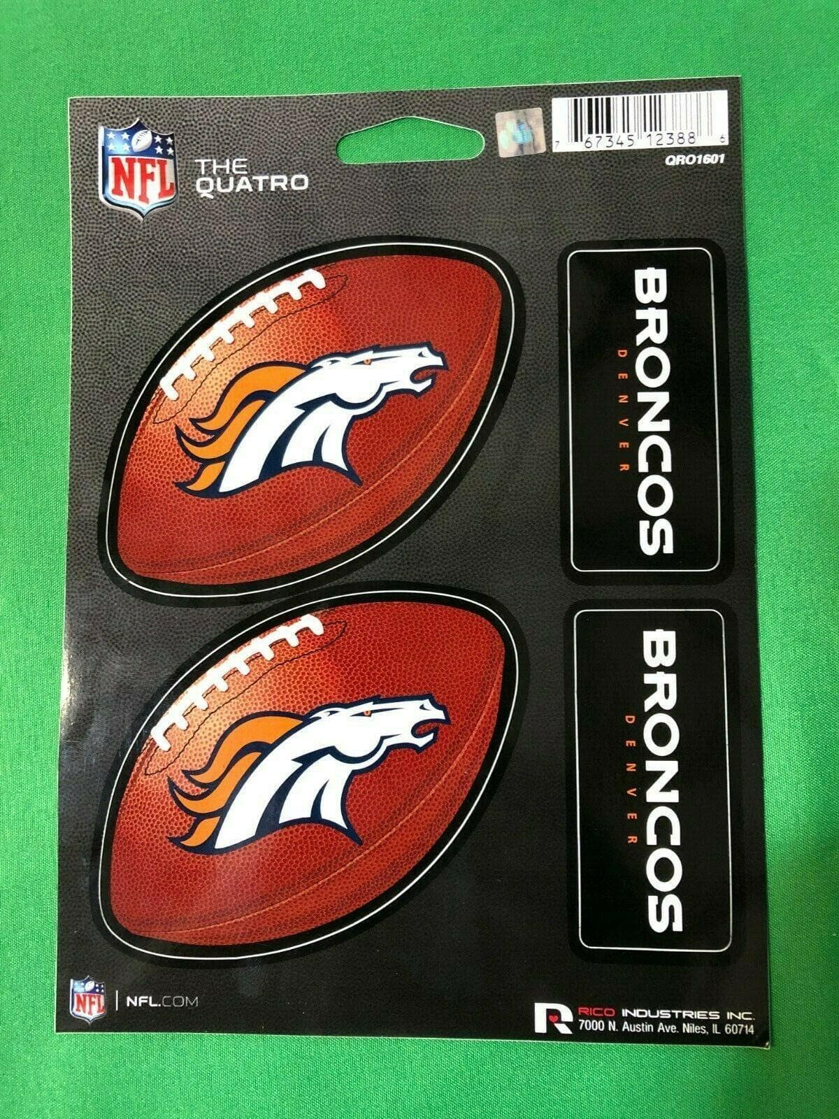 NFL Denver Broncos "The Quatro" Set of 4 Stickers Decals NWT