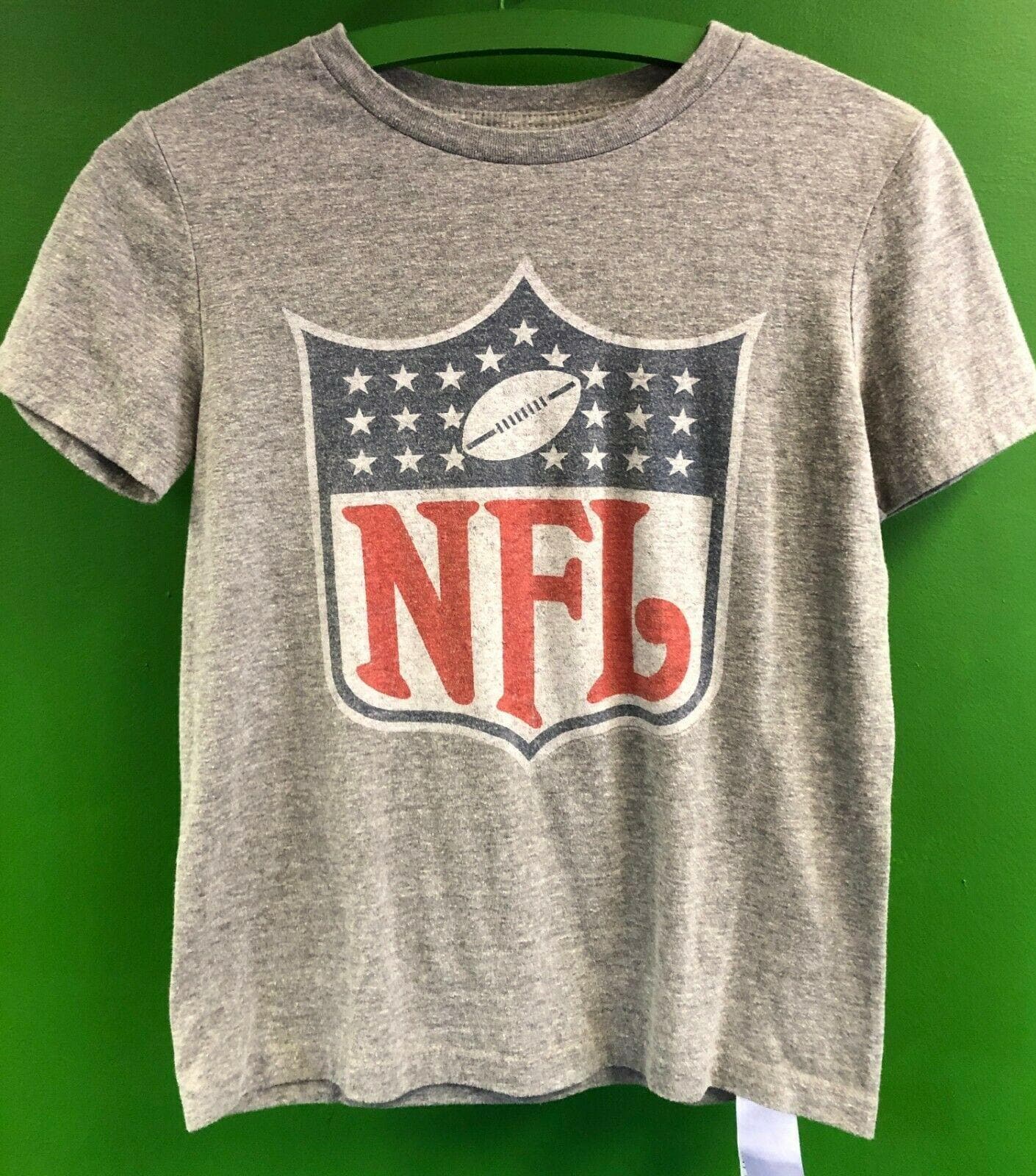 NFL Logo T-Shirt Heathered Grey Retro Style Youth Small - Medium 8-10