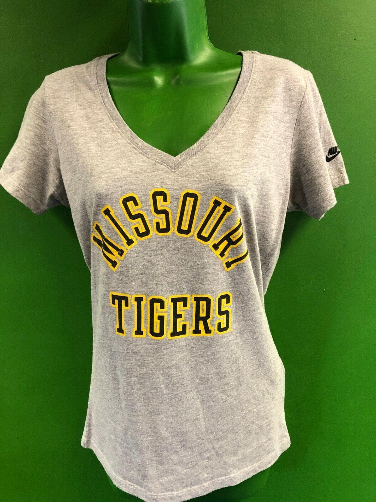 NCAA Missouri Tigers V-Neck Heathered Grey T-Shirt Women's Medium