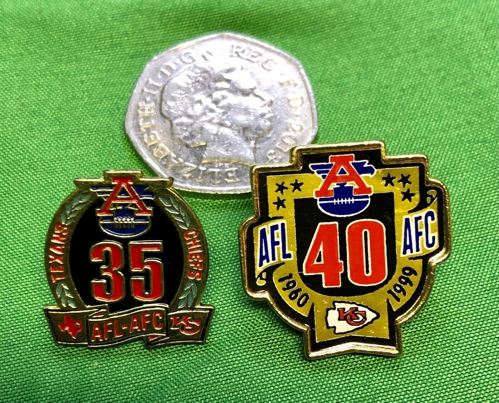 NFL Kansas City Chiefs Set of 2 Commemorative Collector Pins 35th 40th