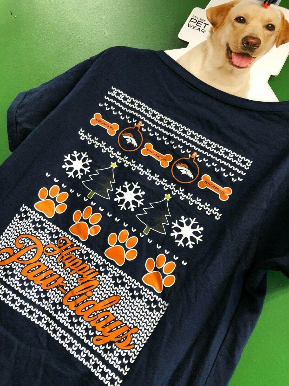 NFL Denver Broncos Christmas Holidays Dog T-Shirt Size X-Large NWT