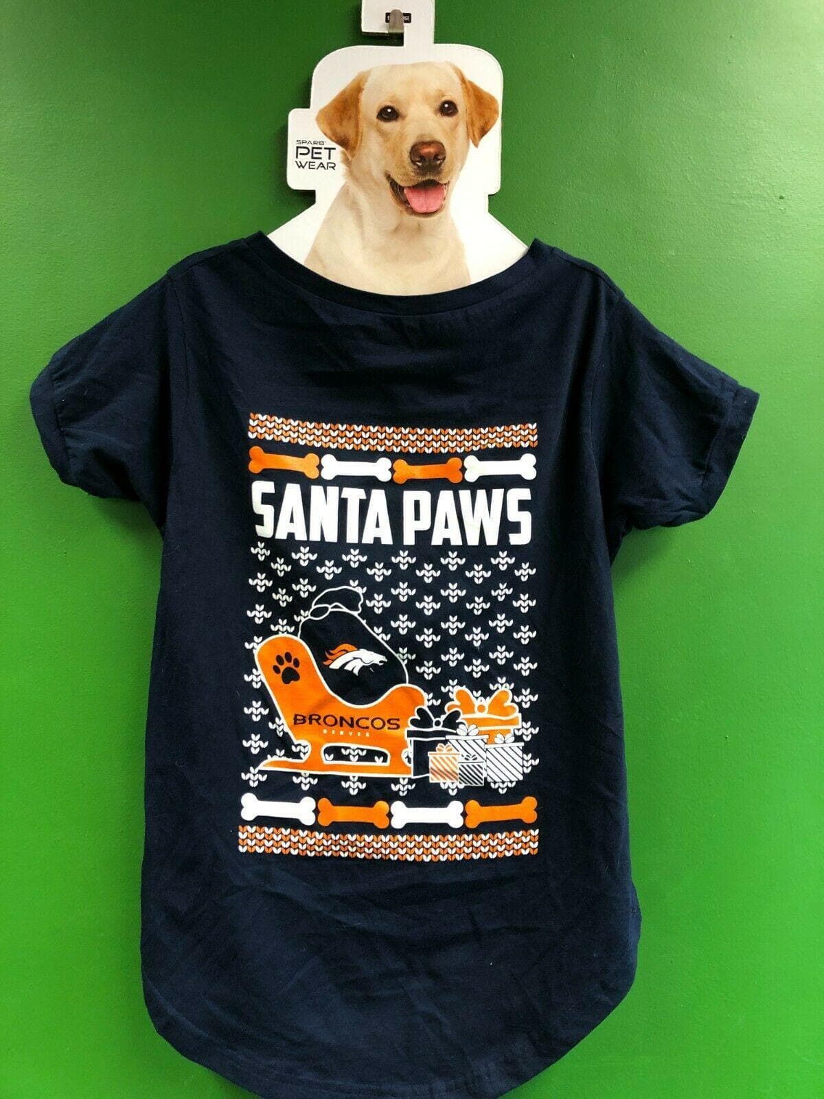 NFL Denver Broncos Christmas "Santa Paws" T-Shirt Size X-Large NWT