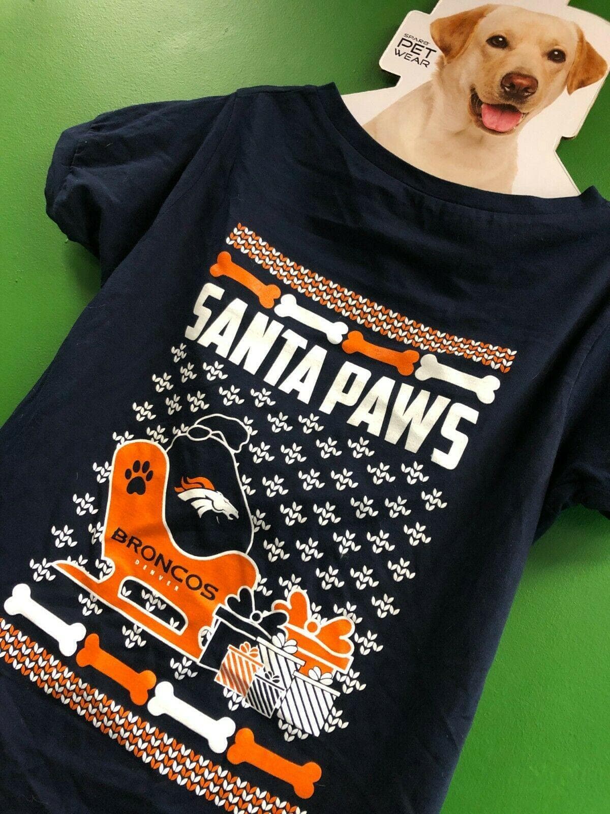 NFL Denver Broncos Christmas 'Santa Paws' T-Shirt Size X-Large NWT