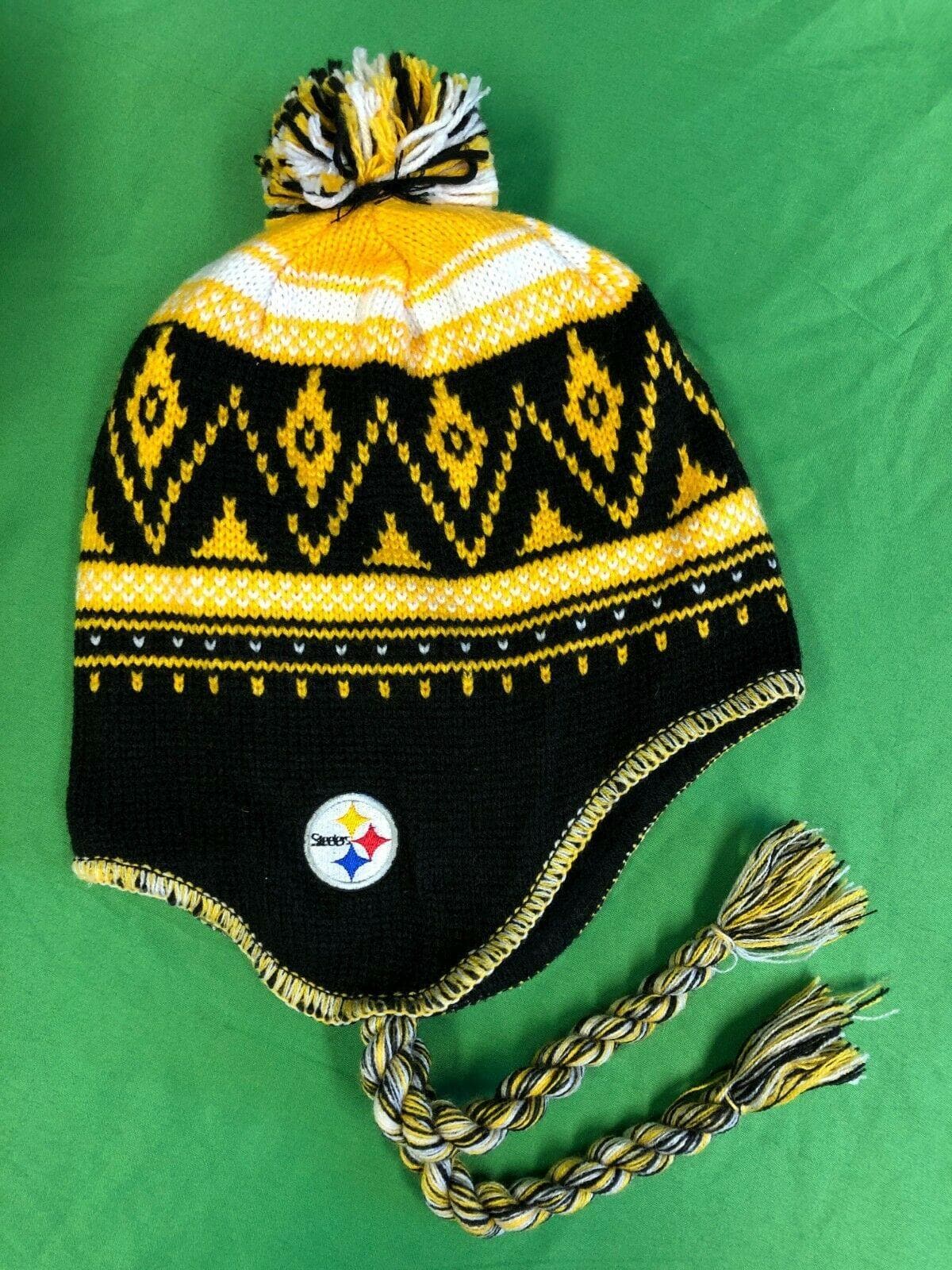 NFL Pittsburgh Steelers Reebok Woolly Bobble Hat w/Tie OSFA