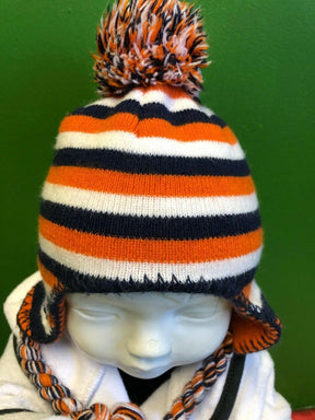 NFL Denver Broncos Striped Woolly Bobble Hat Baby 0-9 months Cute!