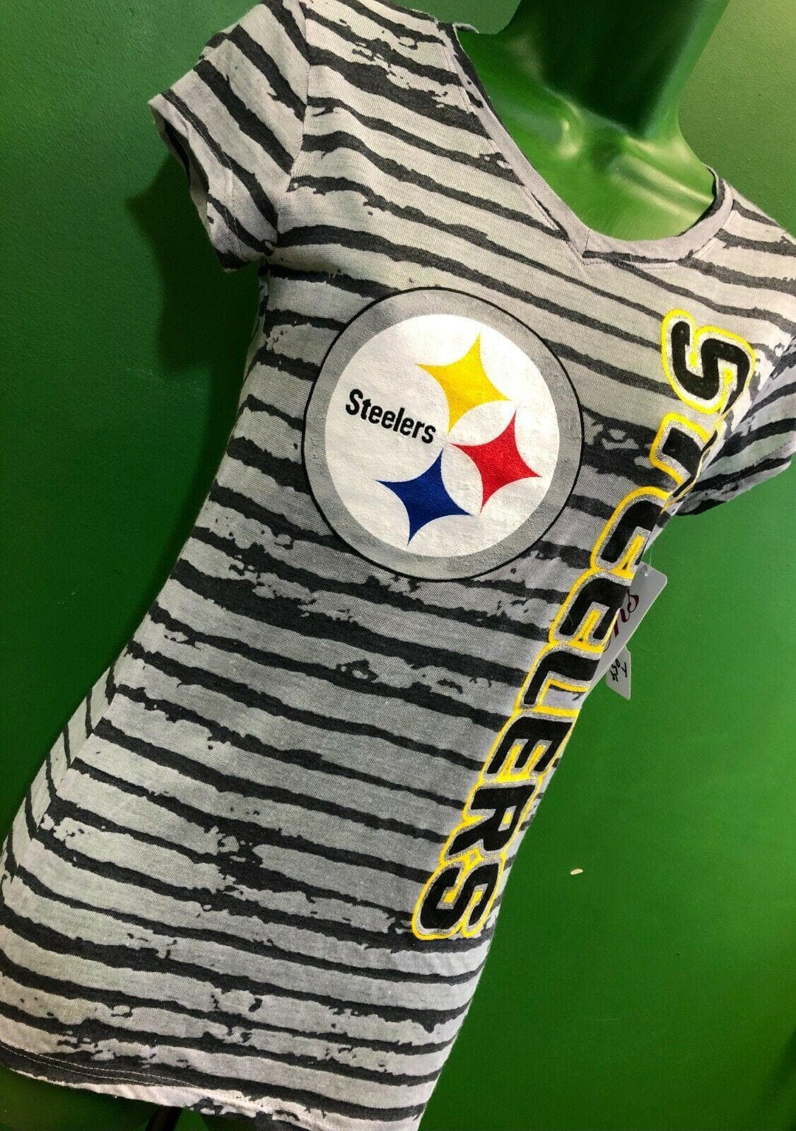 NFL Pittsburgh Steelers Striped Tissue T-Shirt Small Teen 3-5 NWT