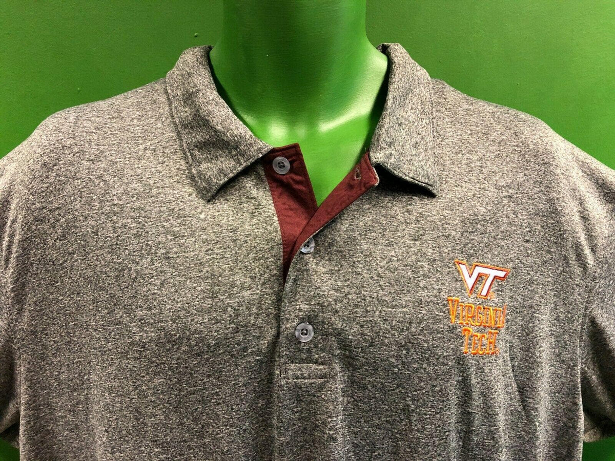 NCAA Virginia Tech Hokies Heathered Grey Polo Shirt Men's 2X-Large NWT