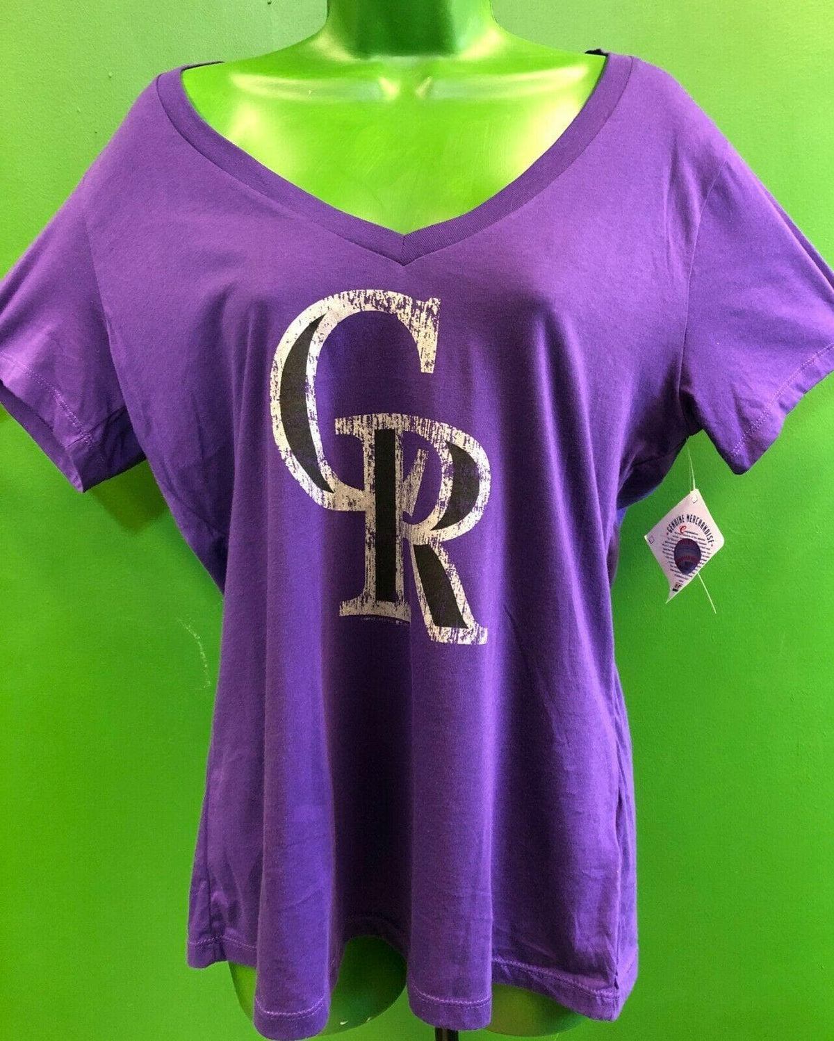 MLB Colorado Rockies V-neck Purple T-Shirt Women's XL NWT