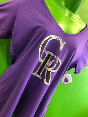 MLB Colorado Rockies V-neck Purple T-Shirt Women's XL NWT
