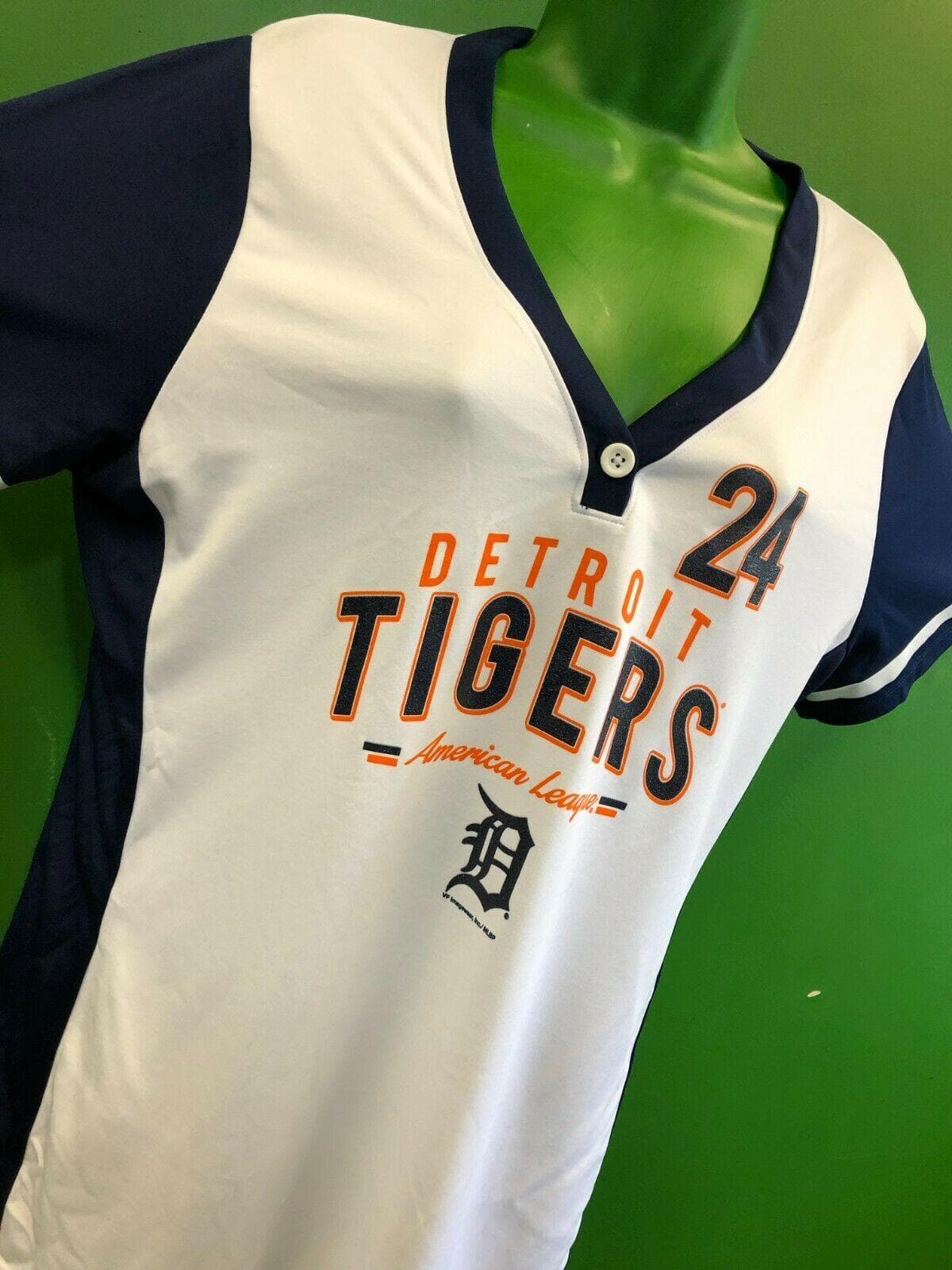 MLB Detroit Tigers Cabrera #24 Henley T-Shirt TX3 Cool Women's X-L NWT