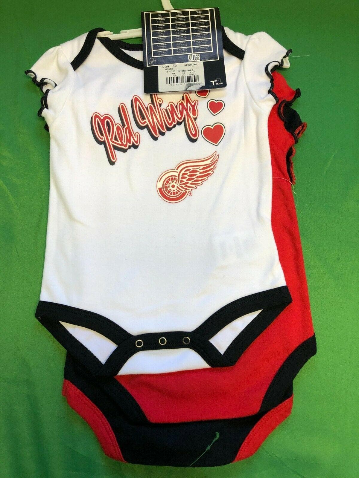 NHL Detroit Red Wings Set of 3 Girls' Bodysuit/Vest 3-6 months NWT