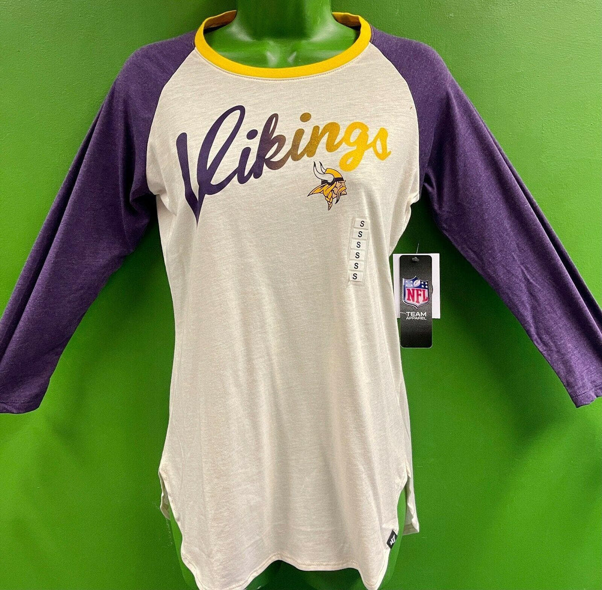 NFL Minnesota Vikings '47 Raglan Splitter T-Shirt Women's Medium NWT