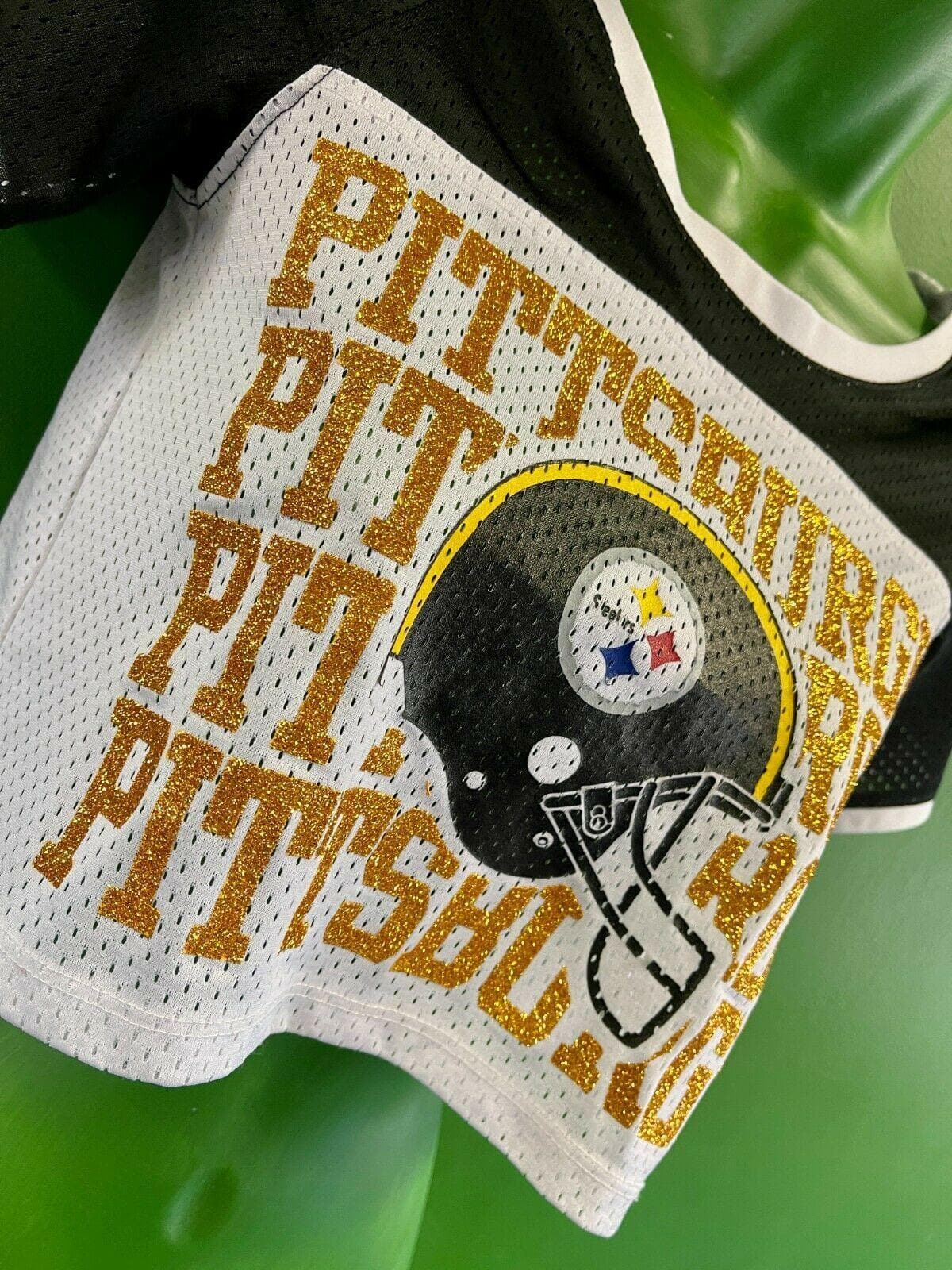NFL Pittsburgh Steelers Girls' Glittery Crop Top Style Youth Medium 10