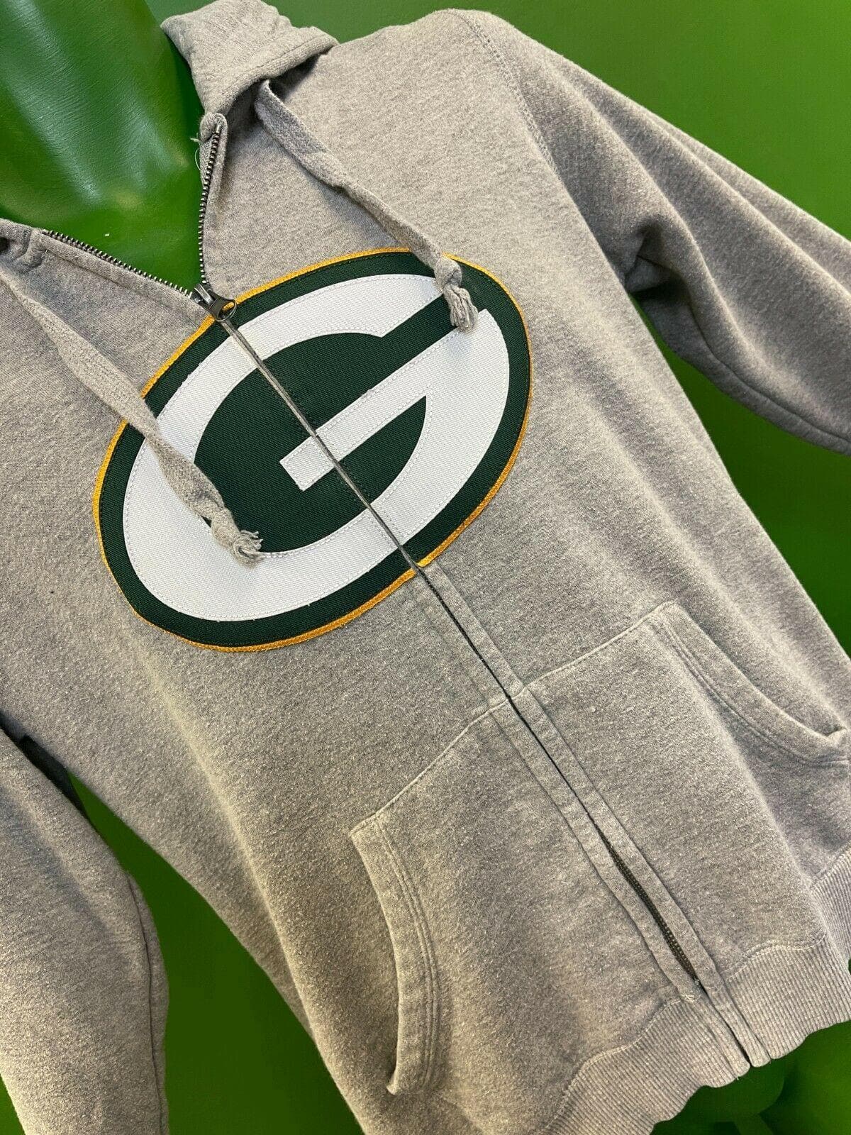 NFL Green Bay Packers Full Zip Grey Hoodie Pro Line Youth Large 14-16