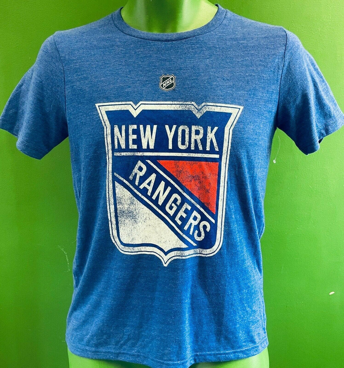 NHL New York Rangers Soft T-Shirt Blue Heathered Youth Medium 10-12