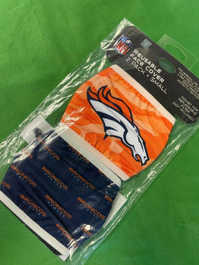 NFL Denver Broncos Pack of 2 Face Masks Covers Size Small NWT