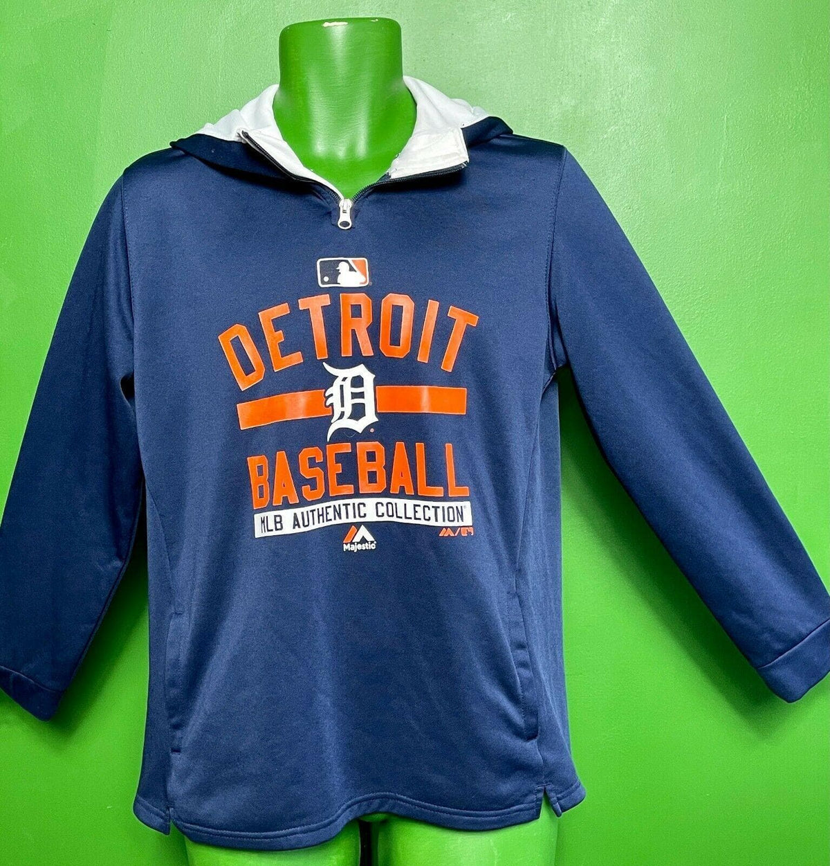 MLB Detroit Tigers Majestic 1/8 Zip Hoodie Youth Large 14-16