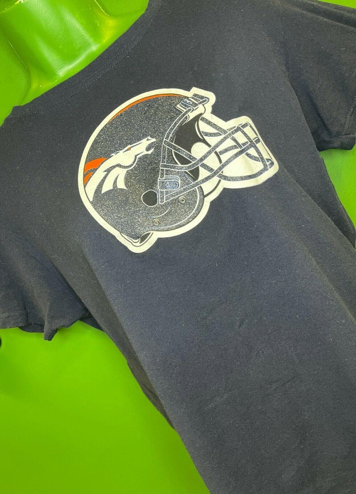 NFL Denver Broncos 100% Cotton Glitter Helmet T-Shirt Women's X-Large