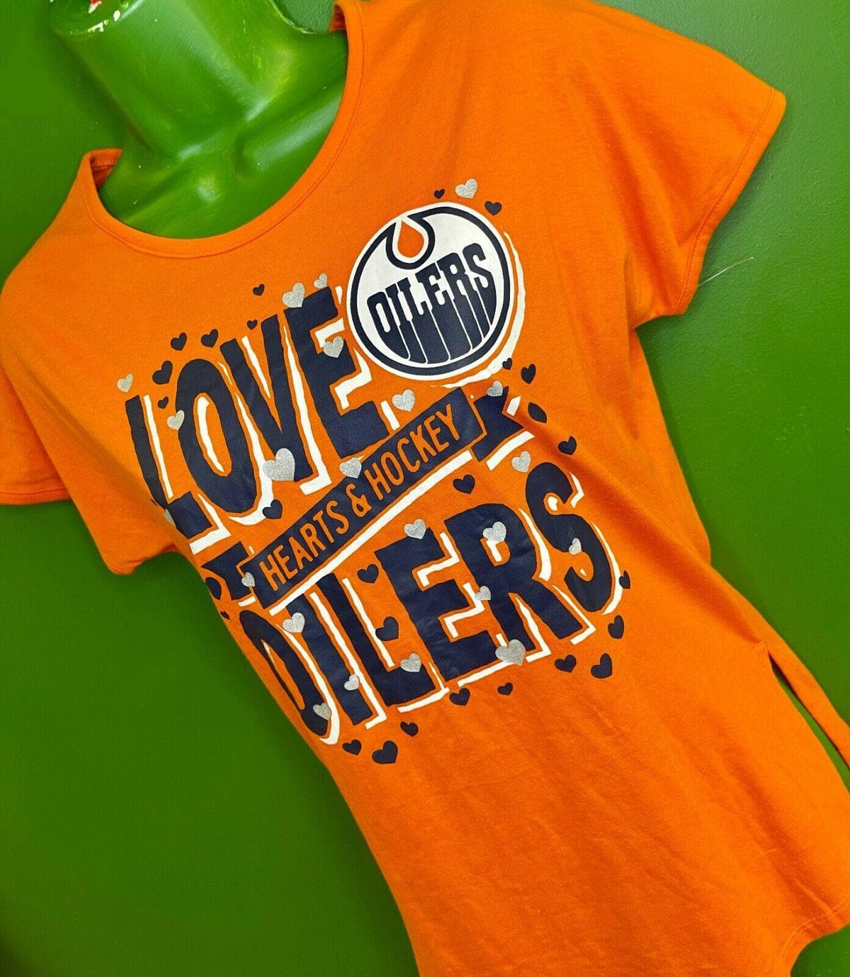 NHL Edmonton Oilers Orange Girls' T-Shirt Youth Medium 10-12 NWOT