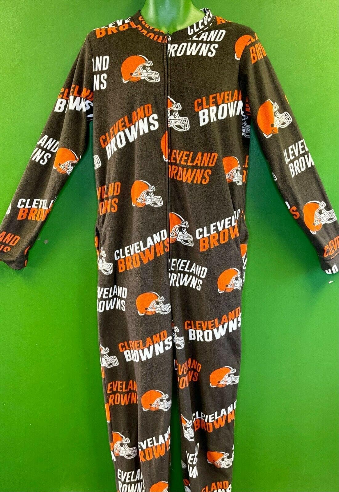 NFL Cleveland Browns Full Zip One Piece Footed Sleep Suit Men's Small
