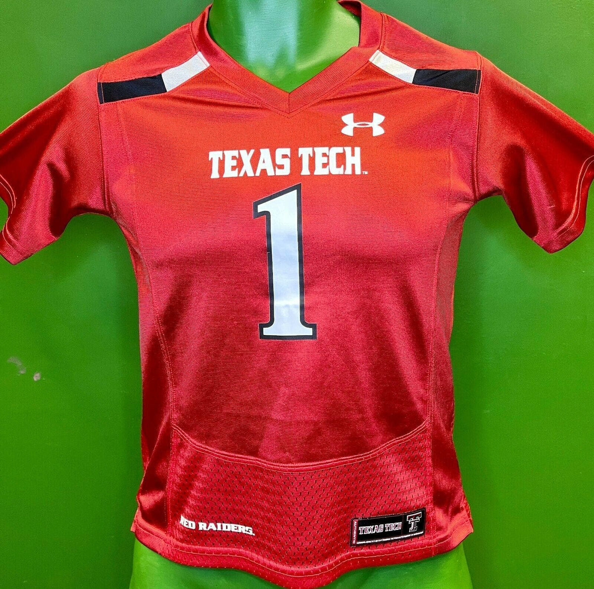 NCAA Texas Tech Red Raiders #1 Under Armour Jersey Youth Small 7