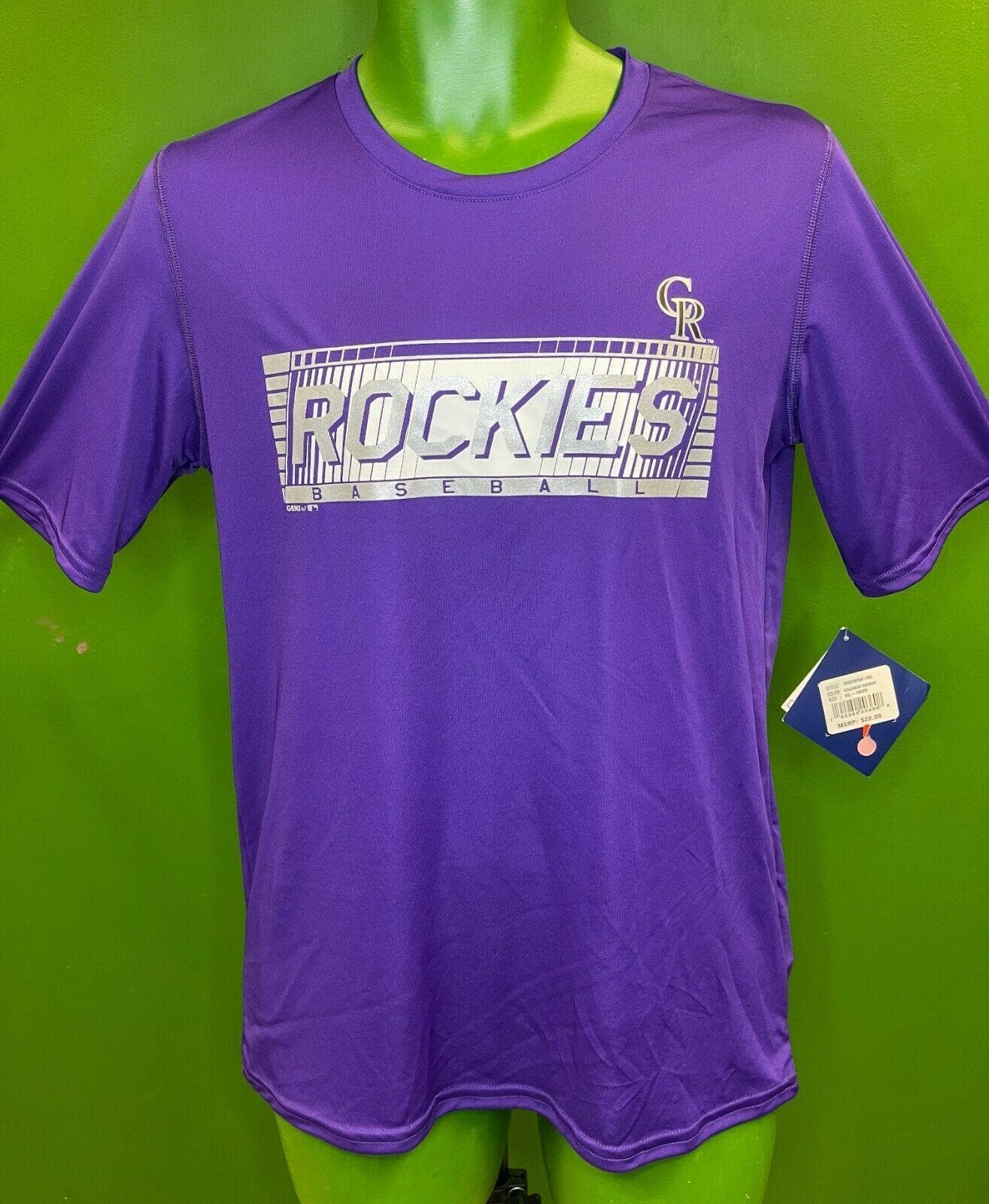 MLB Colorado Rockies Purple T-Shirt Metallic Youth X-Large 18-20 NWT