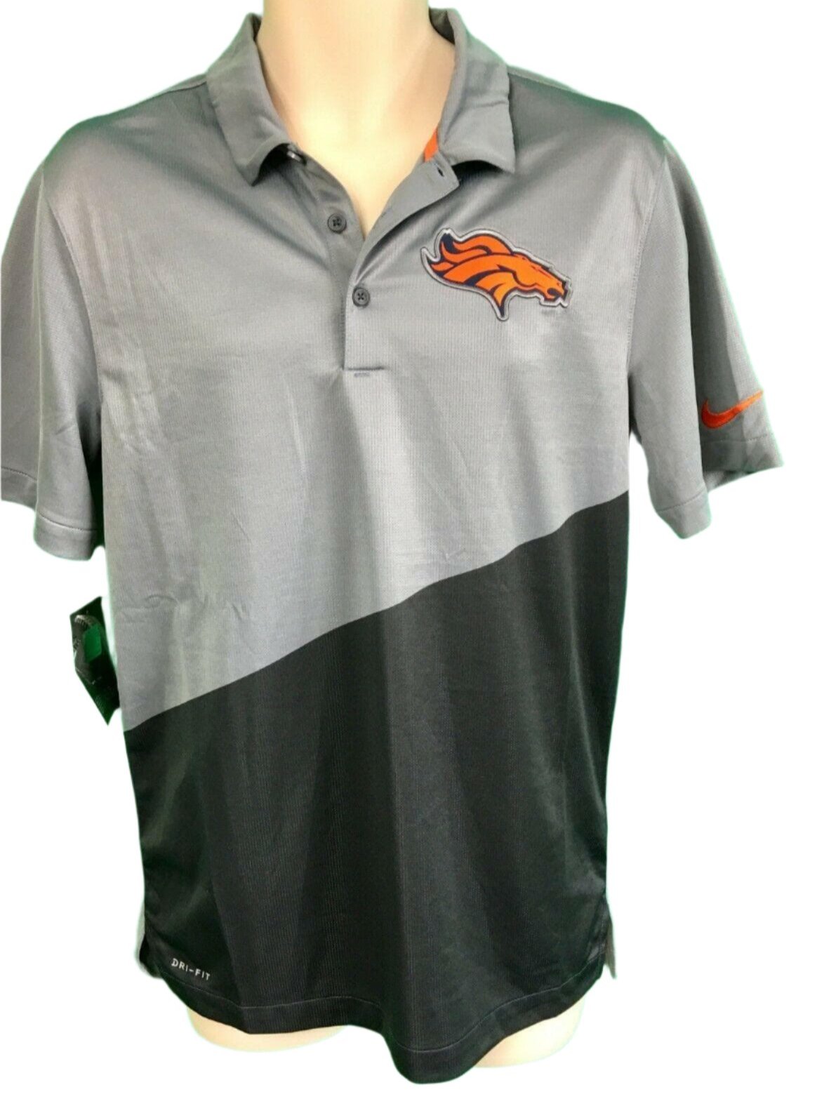 NFL Denver Broncos Dri-Fit Grey Golf Polo Shirt Men's Small NWT