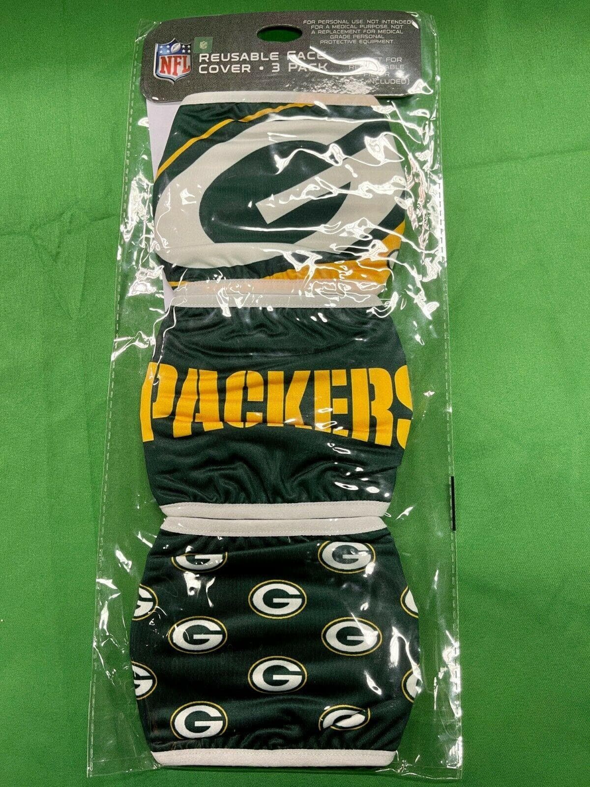 NFL Green Bay Packers Set of 3 FOCO Face Masks Covering NWT