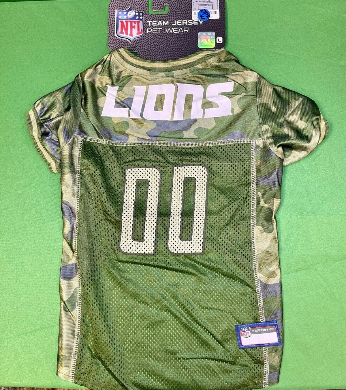 NFL Detroit Lions Salute to Service Dog Jersey #00 Large NWT