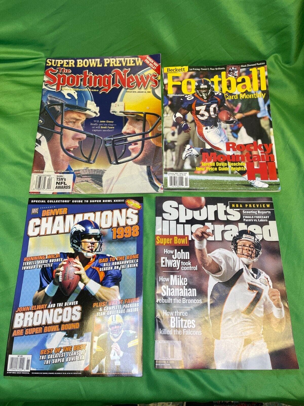 NFL Denver Broncos Lot of 4 Magazines Sports Illustrated Elway & More!