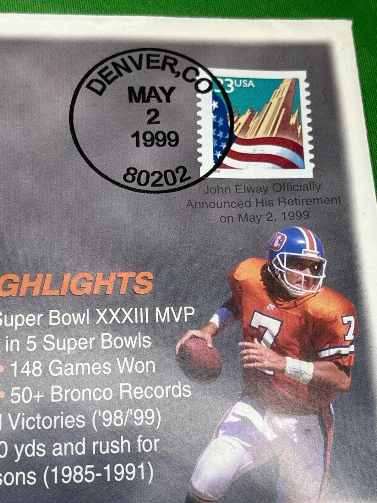 NFL Denver Broncos Elway #7 Retirement Commemorative Stamped Envelope